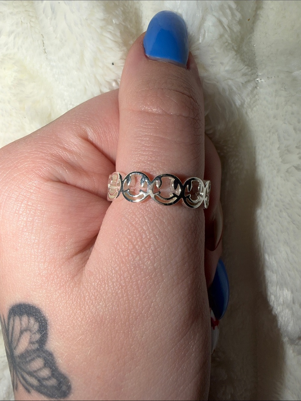 Silver Smile Face Cutout Ring - Evry Jewels